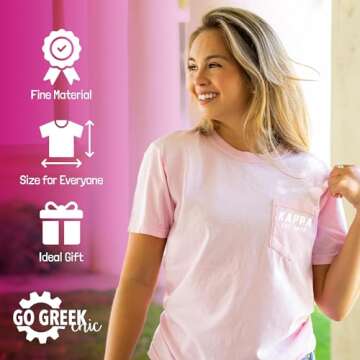 Go Greek Chic Chi Omega Letters Pocket Tee Sorority Comfort Colors T-Shirt