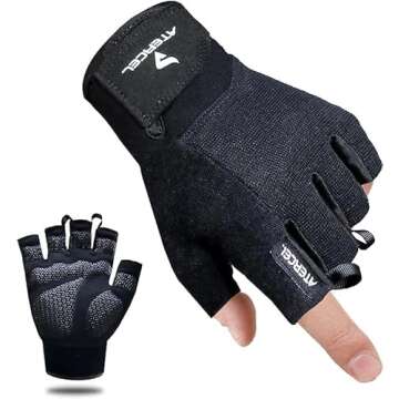 ATERCEL Workout Gloves for Men and Women, Exercise Gloves for Weight Lifting, Cycling, Gym, Training, Breathable and Snug fit (Black, M)