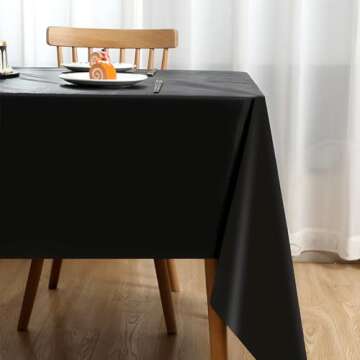 Jepeux 2 Packaging Black Plastic Tablecloth, 54 inch x108 inch Rectangular Disposable Party Table Cover, Suitable for Birthday, Graduation, Restaurant, Wedding Decoration Tablecloth