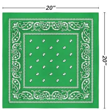 Green Paisley Bandana - Fashionable 20" Accessory