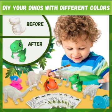 TALGIC Dinosaur Painting Kit for Kids 3-8 with 8 Figurines & Jungle Map, Arts Craft Sets in Dinosaur Storage Box Arts & Crafts Toys for 3-8 Year Olds, Popular Arts Crafts for Boys Ages 3-8