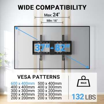 PERLESMITH Fixed TV Wall Mount for 32-82 Inch TVs - VESA Compatible 132 lbs