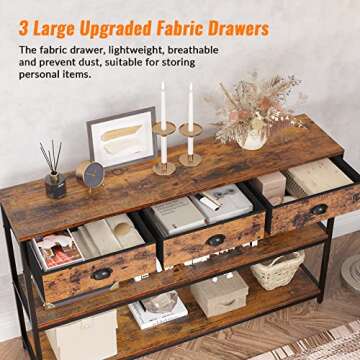 Rustic 47" Console Table with 3 Drawers - Furologee