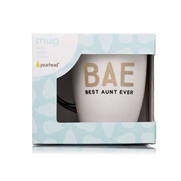 Pearhead Bae Best Aunt Ever Ceramic Mug, Aunt Coffee Mug, Best Aunt Gifts, 16 oz