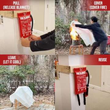 FIREZANIX Emergency Fire Blanket for Home and Kitchen, 2-Pack 40"x40" Flame Retardant Fire Extinguisher Blanket, Fire Safety Suppression Blanket for Camping, Grill, Fireplace - Made from Fiberglass