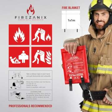 FIREZANIX Emergency Fire Blanket for Home and Kitchen, 2-Pack 40"x40" Flame Retardant Fire Extinguisher Blanket, Fire Safety Suppression Blanket for Camping, Grill, Fireplace - Made from Fiberglass