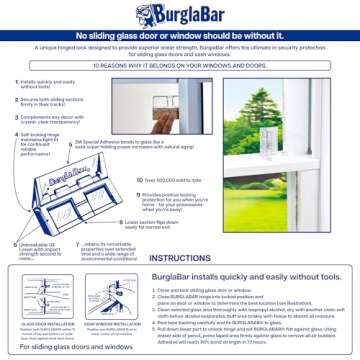 Burglabar 2 Pack for Sliding Door Locks for Sliding Glass Doors & Windows, Child Proof