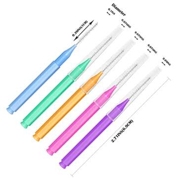 EasyHonor Braces Brush for Cleaner Interdental Brush Toothpick Dental Tooth Flossing Head Oral Dental Hygiene Flosser Toothpick Cleaners Tooth Cleaning Tool (5Colors,50pcs)