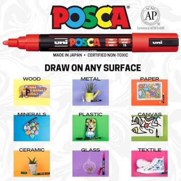 15 Fine Posca Paint Markers Set for Creative Projects