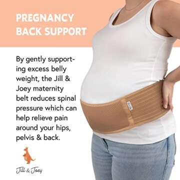 Jill & Joey Maternity Belt - Belly Band for Pregnant Women - Back Brace & Belly Support - Pregnancy Must-Have - Back Pain Relief (Beige, Medium)