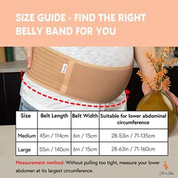 Jill & Joey Maternity Belt - Belly Band for Pregnant Women - Back Brace & Belly Support - Pregnancy Must-Have - Back Pain Relief (Beige, Medium)