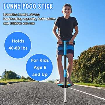 Leitee 2 Pack Pogo Stick for Kids Age 6 and Up, Suitable for 40-80 lbs, Soft Foam Jump Stick, Pogo Stick for Beginners Kids Exercise Body Balance Keep Healthy (Green and Blue)