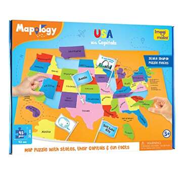 Imagimake Mapology USA Map with Capitals | Learning States and Capitals | US Geography Toys for Ages 5-7 | Jigsaw Puzzles for Kids Ages 8-10 Years | Educational Toys for Ages 8-13