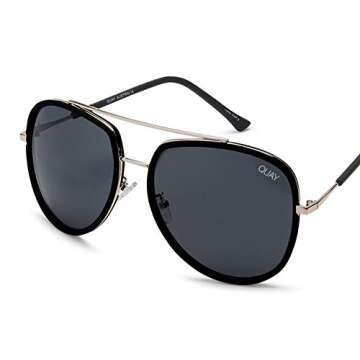 Quay Australia NEEDING FAME Women's Sunglasses Bold Aviator - Black/Smoke