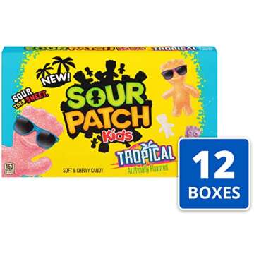 SOUR PATCH KIDS Tropical Soft & Chewy Candy, Bulk Candy, 12 - 3.5 oz Boxes