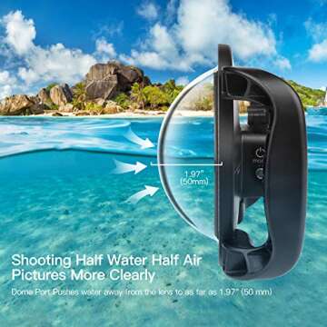 SHOOT Dome Port for GoPro Hero 13/12/11/10/9 Black - Upgraded Coating Film for Anti-Scratch, Dual Handle Stabilizer Floating Grip, Overall Waterproof Case - Shoot Over Underwater Photos/Videos