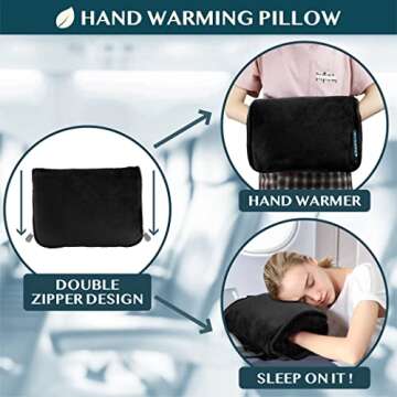 PAVILIA Travel Blanket Pillow, Soft Airplane Blanket 2-in-1 Combo Set, Plane Blanket Compact Packable, Flight Essentials Car Pillow, Travelers Gifts Accessories, Luggage Backpack Strap, 60x43 Black