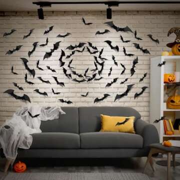 LUDILO Bats Halloween Decorations: Halloween Bats Wall Decor 100pcs Bats Wall Decals PVC 3D Wall Bats Scary Stickers Halloween Party Decorations Indoor Outdoor DIY Home Window Door Halloween Decor