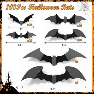 LUDILO Bats Halloween Decorations: Halloween Bats Wall Decor 100pcs Bats Wall Decals PVC 3D Wall Bats Scary Stickers Halloween Party Decorations Indoor Outdoor DIY Home Window Door Halloween Decor