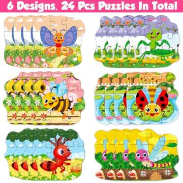 Valentines Day Cards with 24 Packs Puzzles for Kids Toddlers, Valentines DIY Greeting Cards Ideas for School Classroom Exchange Gifts,Valentines Party Favor Supplies,Valentine Class Events Prizes