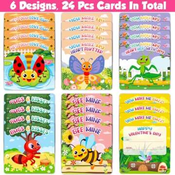 Valentines Day Cards with 24 Packs Puzzles for Kids Toddlers, Valentines DIY Greeting Cards Ideas for School Classroom Exchange Gifts,Valentines Party Favor Supplies,Valentine Class Events Prizes