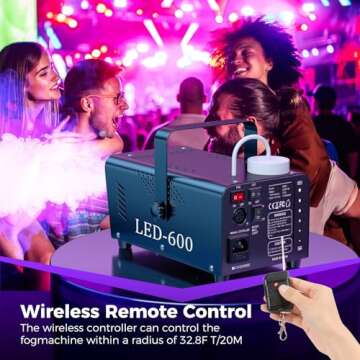 Fog Machine with 18 LED Lights & Remote Control