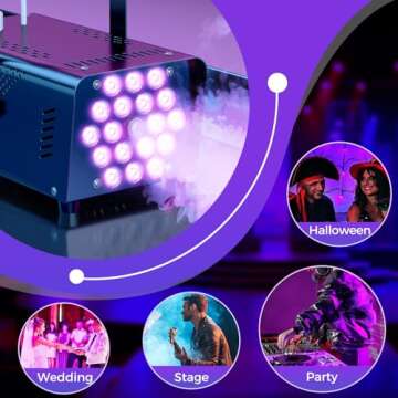 Fog Machine with 18 LED Lights & Remote Control