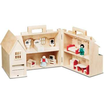 Wooden Dollhouse & Horse Carrier Set