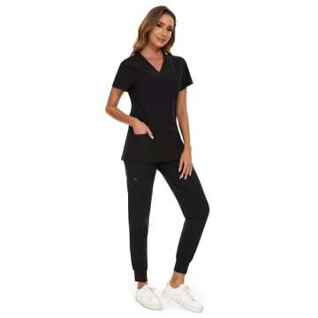 COZYFIT Women's V-Neck Scrub Top & Joggers Set