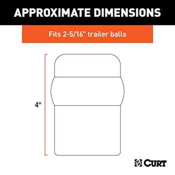 CURT 21810 Black Rubber Trailer Hitch Ball Cover, 2-5/16-Inch Diameter