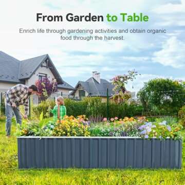 KING BIRD Galvanized Raised Garden Bed with 2 Installation Methods for DIY, 101" x 36" x 18" Heightened Planter Kit Box Outdoor for Deep-Rooted Vegetables, Flowers, Dark Grey