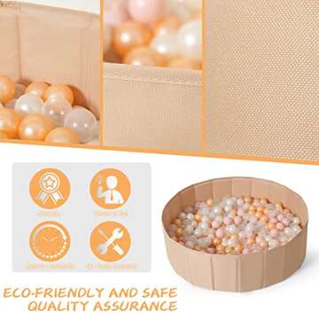 TRENDPLAY Ball Pit for Toddlers Babies Children Collapsible Ball Pits Play Tent, Crawl Playpen Ball Pool Playhouse Playpen with Storage Bag, for Boys Girls Birthday, Beige