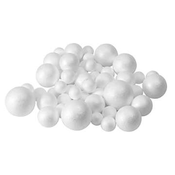 50 Pack Craft Foam Balls, 5 Sizes(1-2.4 Inches), White Polystyrene Smooth Round Balls, Foam Balls for Arts and Crafts, Christmas, DIY Craft for Home, Supplies School Craft Project and Holiday Party