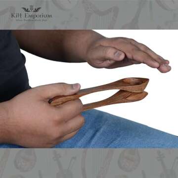 Kilt Emporium Musical Spoons Percussion Instrument - Handcrafted from Premium Rosewood, Traditional Irish Celtic Folk Sound - 9" Long, Gift for All Ages