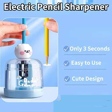 AZLNRMU Electric Pencil Sharpener - Cute Design Pencil Sharpener for Colored Pencils(6-8.5mm), Blade to Fast Sharpen, Kawaii Adorable for Pupil Students/Primary School/Classroom (Green)