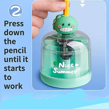 AZLNRMU Electric Pencil Sharpener - Cute Design Pencil Sharpener for Colored Pencils(6-8.5mm), Blade to Fast Sharpen, Kawaii Adorable for Pupil Students/Primary School/Classroom (Green)