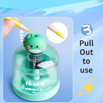 AZLNRMU Electric Pencil Sharpener - Cute Design Pencil Sharpener for Colored Pencils(6-8.5mm), Blade to Fast Sharpen, Kawaii Adorable for Pupil Students/Primary School/Classroom (Green)