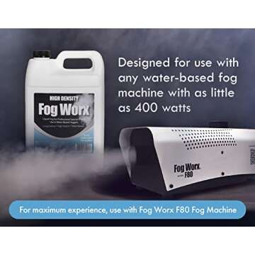 FogWorx Extreme High Density Fog Juice Gallon - Long Lasting, High Output, Odorless Water Based Fog Machine Fluid -for 400 Watt to 1500 Watt Machines