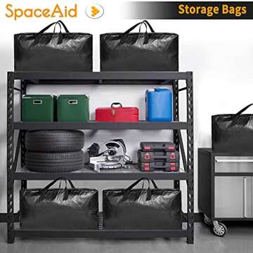 SpaceAid Heavy Duty Moving Bags, Extra Large Storage Totes W/Backpack Straps Strong Handles & Zippers, Alternative to Moving Boxes, Packing & Moving Supplies, Black (4 Pack)