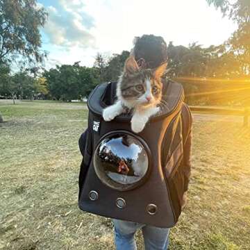 Fat Cat Backpack Carrier - Airline Approved Cat Carrier with Space Capsule Bubble for for Small Cats, Kitten - Premium Charcoal Cat Carrier Backpack for Outdoor, Travel, Hiking, Pet Supplies