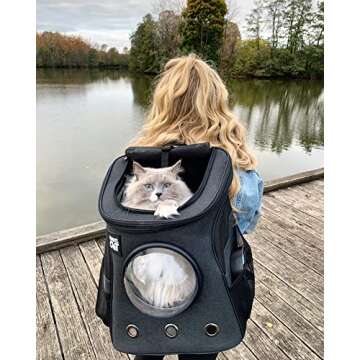 Fat Cat Backpack Carrier - Airline Approved Cat Carrier with Space Capsule Bubble for for Small Cats, Kitten - Premium Charcoal Cat Carrier Backpack for Outdoor, Travel, Hiking, Pet Supplies