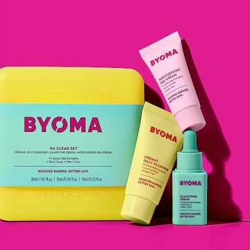 BYOMA So Clear Set - Barrier Repair Skincare Set for Acne Prone Skin - Creamy Jelly Cleanser, Clarifying Face Serum & & Gel-Cream Moisturizer