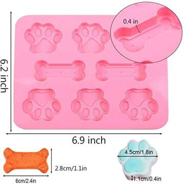 Paw Mold and Dog Bone Mold Silicone Baking Molds 2pcs Biscuits Mold Muffin Mold, Hard Candy Mold, Chocolate Cookies Molds for Pets and Kids, blue.