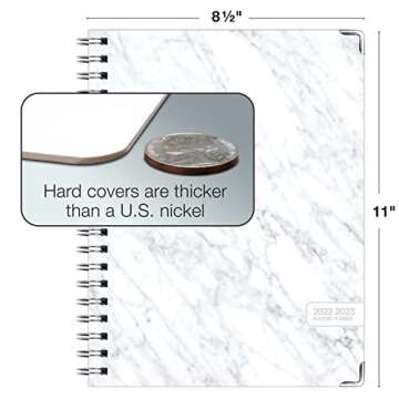 Global Printed Products 2022-2023 Calendar Planner for Teachers and College Students Academic Year - 8.5x11 Daily, Weekly, Monthly Planners Includes Bookmark, Sticky Notes, Pocket Folder - Grey Marble