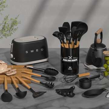 Umite Chef 33-Piece Non-Stick Kitchen Utensils Set with Holder