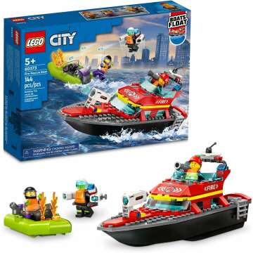 LEGO City Fire Rescue Boat 60373 with Jetpack & Minifigures - Perfect for Kids!