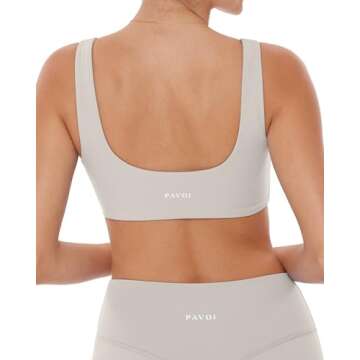 PAVOI ACTIVE Yoga Sports Bras for Women | High Support Low Scoop Neck Low Impact Gym Bra with Removable Pads | FlexFlow - Large, Moonstruck