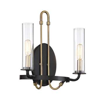 Savoy House 9-8073-2-51 Kearney 2 Light 12 inch Vintage Black with Warm Brass Sconce Wall Light