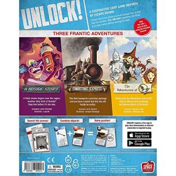 UNLOCK! Secret Adventures Card Game - Escape Room-Inspired Cooperative Adventure, Fun Family Game for Kids and Adults, Ages 10+, 1-6 Players, 1 Hour Playtime, Made by Space Cowboys