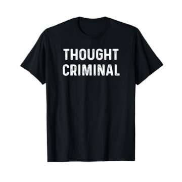 Liberty Swag Thought Criminal Libertarian Ancap Conservative Liberty T-Shirt - Black, Unisex Adult, Short Sleeve, Classic Fit, Small